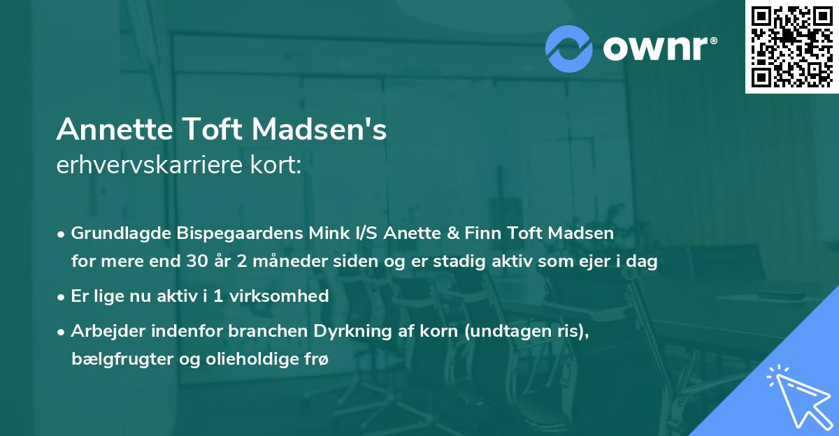 Annette Toft Madsen's erhvervskarriere kort