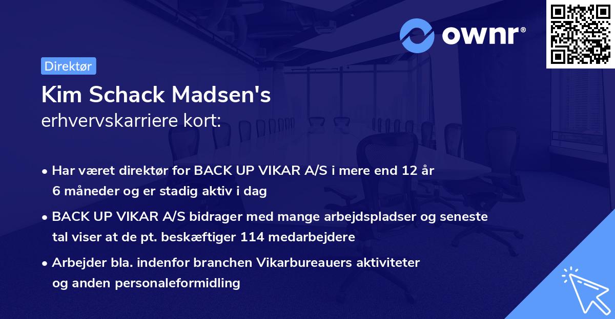 Kim Schack Madsen's erhvervskarriere kort
