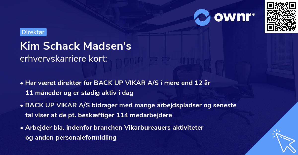 Kim Schack Madsen's erhvervskarriere kort