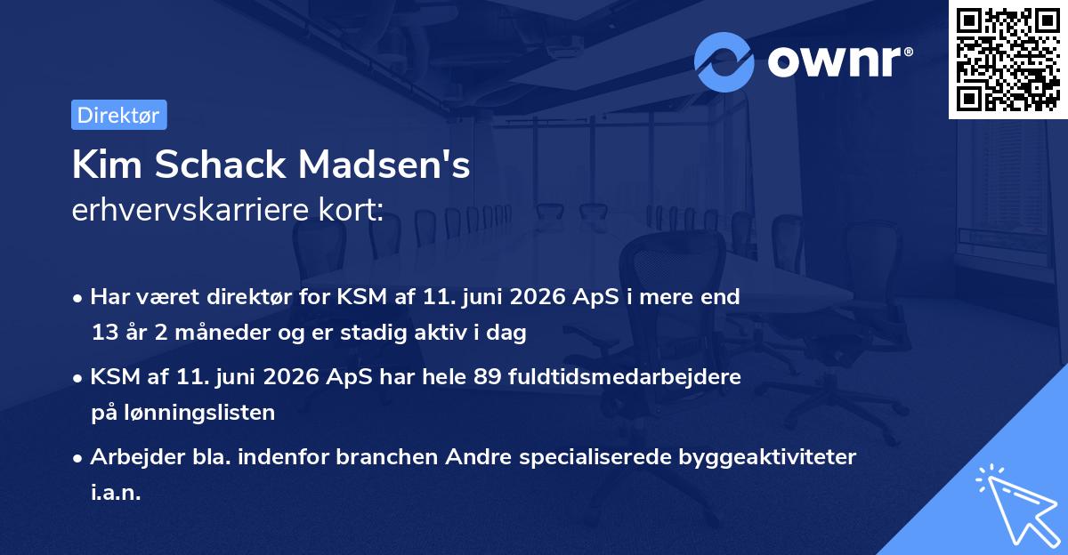 Kim Schack Madsen's erhvervskarriere kort