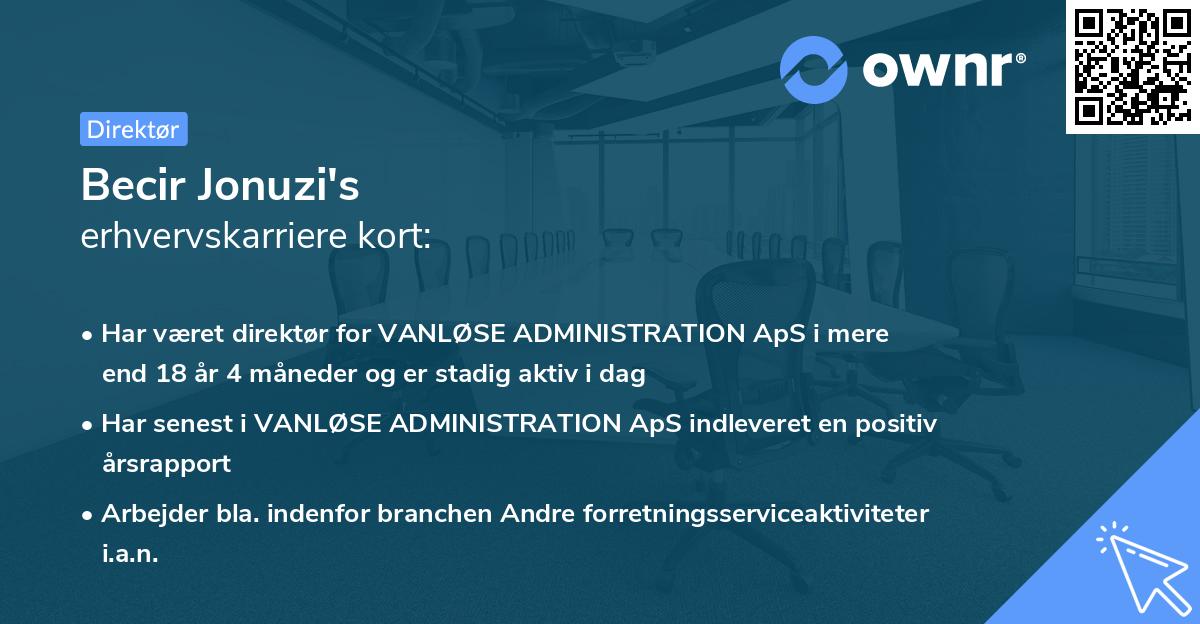 Becir Jonuzi's erhvervskarriere kort