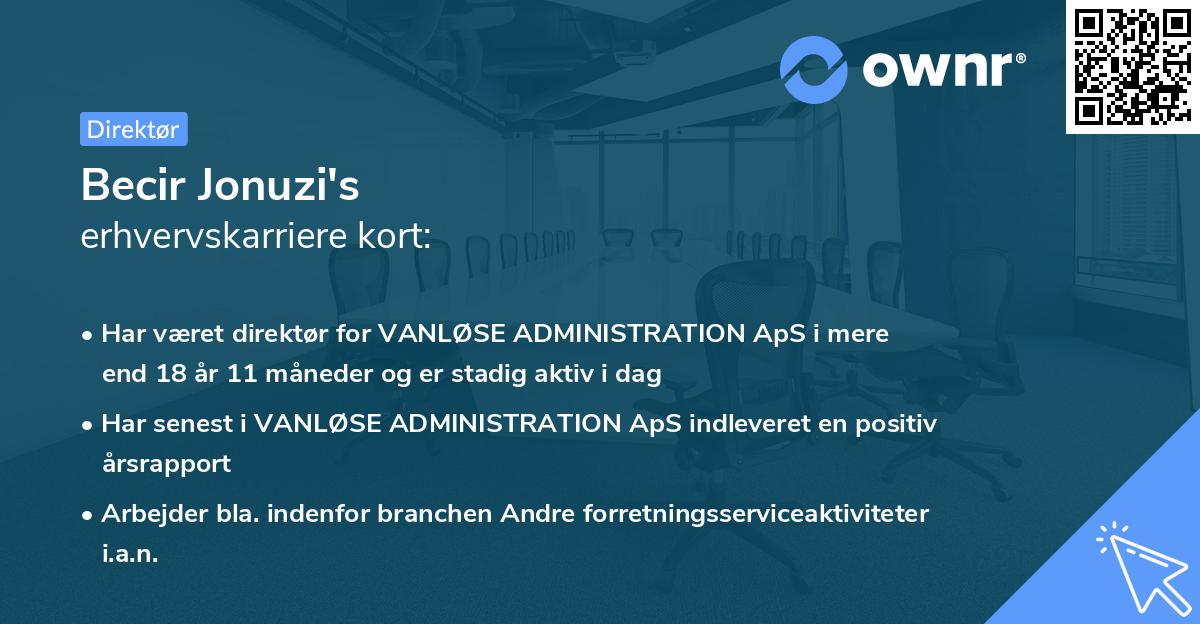 Becir Jonuzi's erhvervskarriere kort