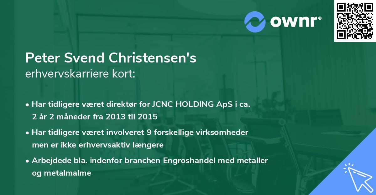 Peter Svend Christensen's erhvervskarriere kort