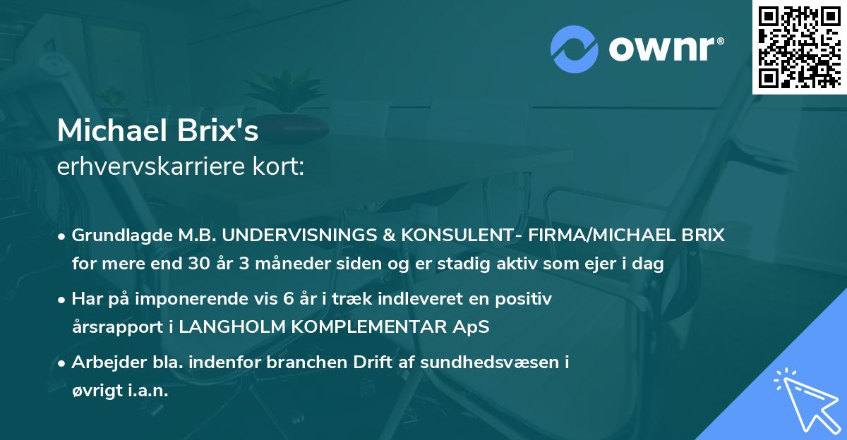 Michael Brix's erhvervskarriere kort