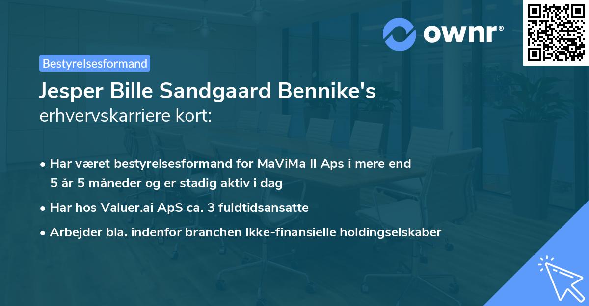 Jesper Bille Sandgaard Bennike's erhvervskarriere kort