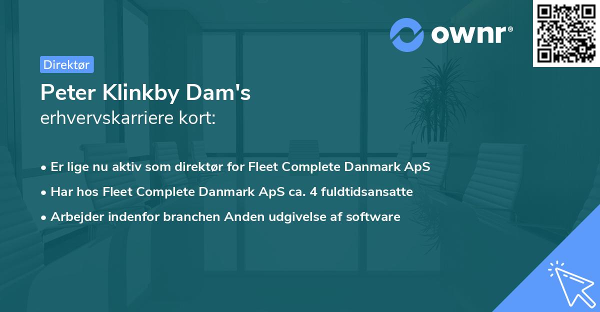 Peter Klinkby Dam's erhvervskarriere kort
