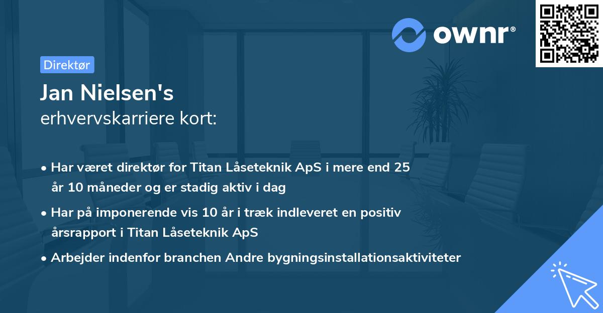Jan Nielsen's erhvervskarriere kort