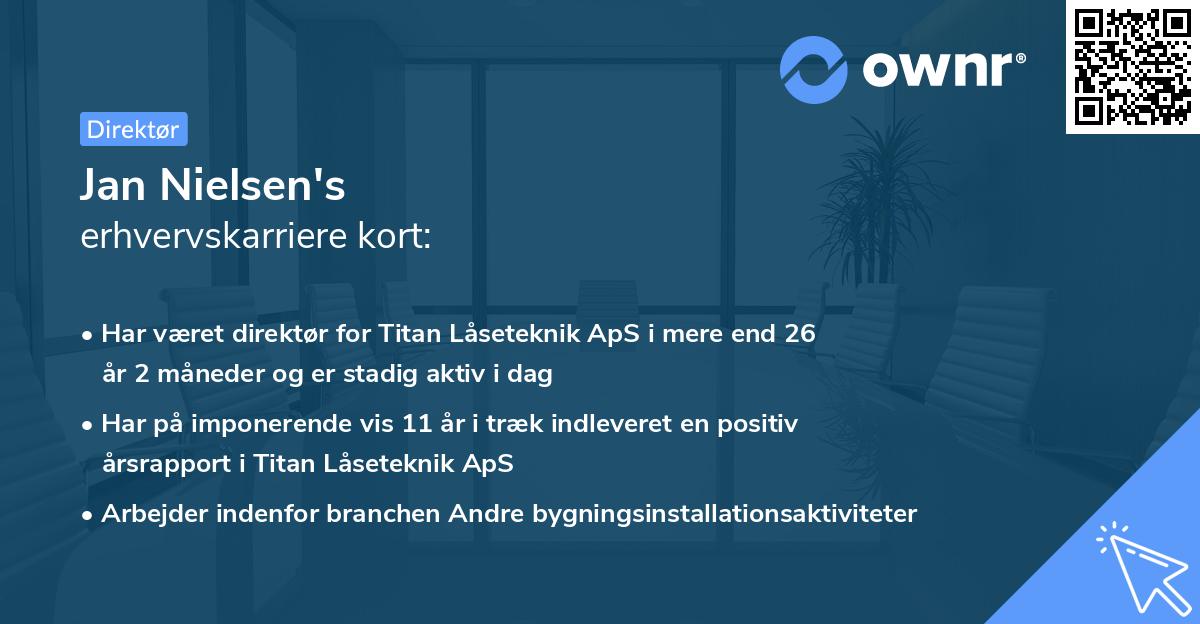 Jan Nielsen's erhvervskarriere kort