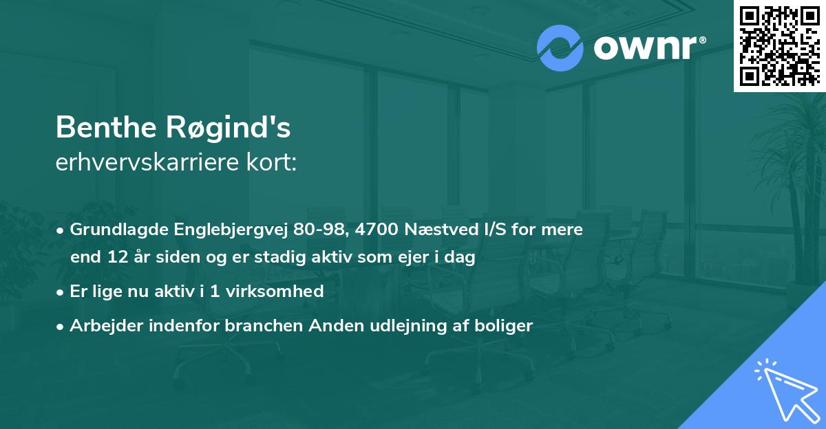 Benthe Røgind's erhvervskarriere kort