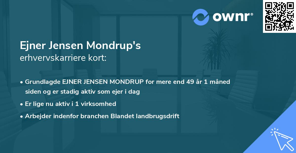 Ejner Jensen Mondrup's erhvervskarriere kort