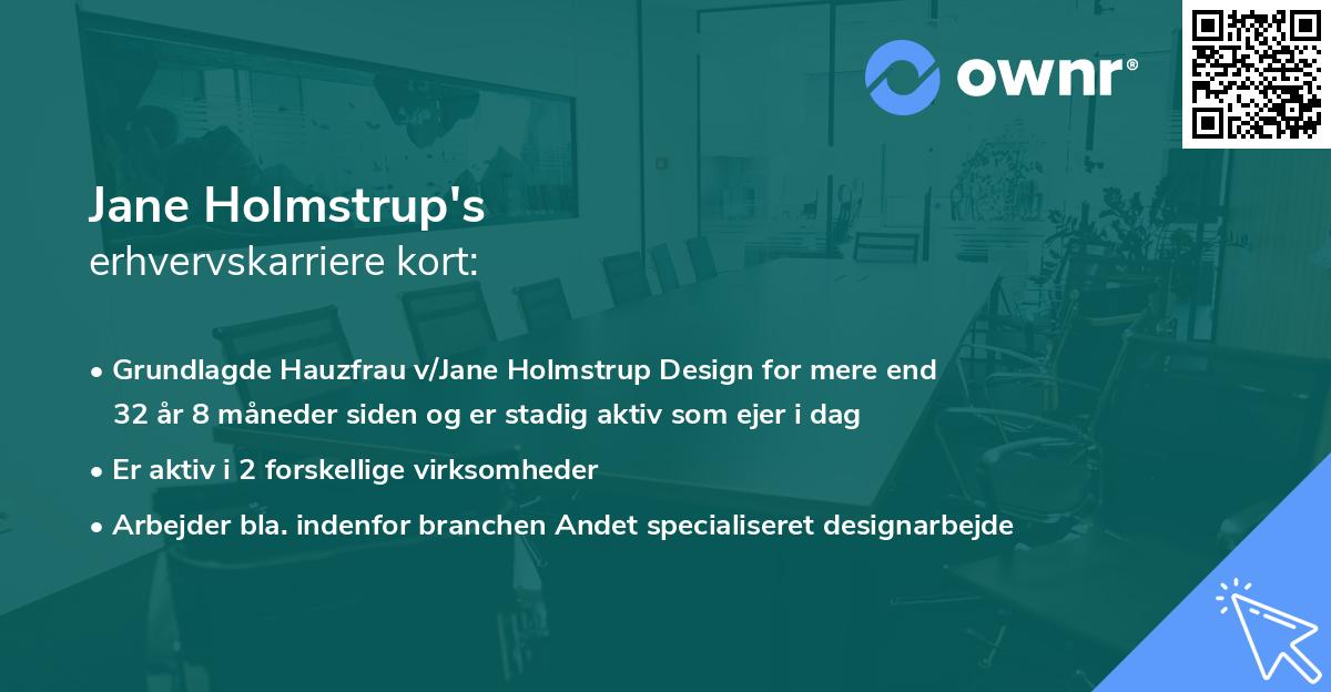 Jane Holmstrup's erhvervskarriere kort
