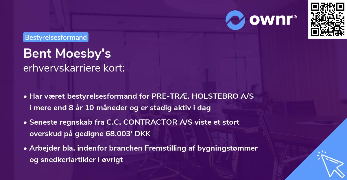 Bent Moesby's erhvervskarriere kort