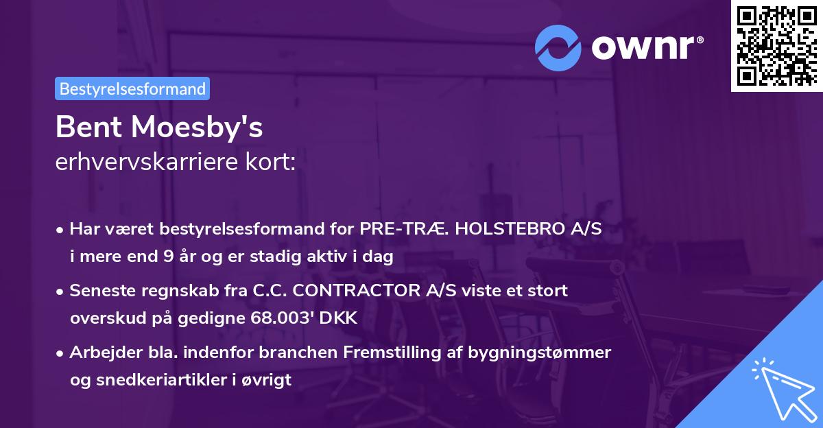 Bent Moesby's erhvervskarriere kort