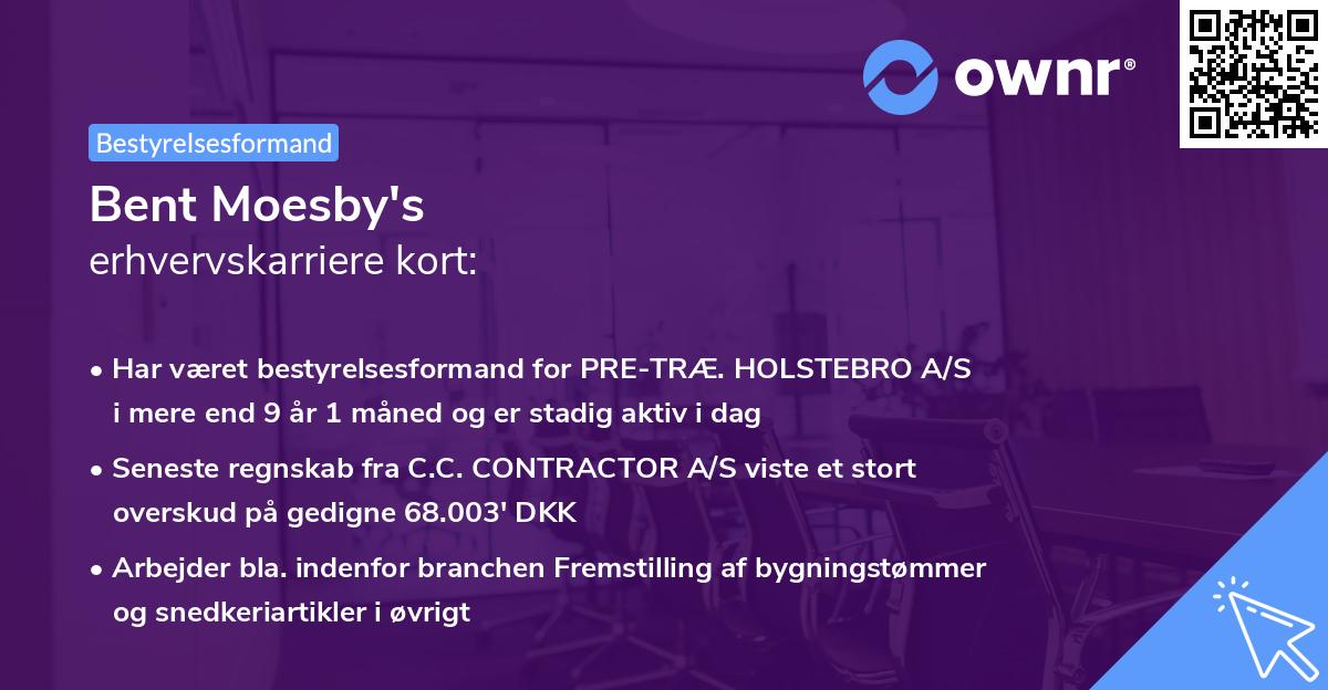 Bent Moesby's erhvervskarriere kort