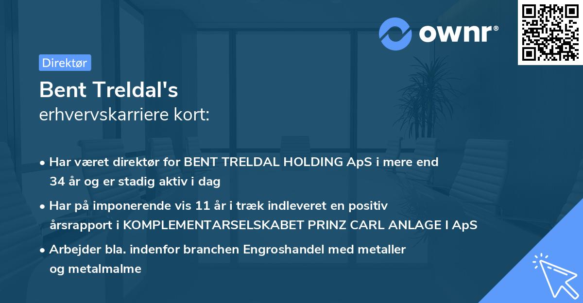 Bent Treldal's erhvervskarriere kort