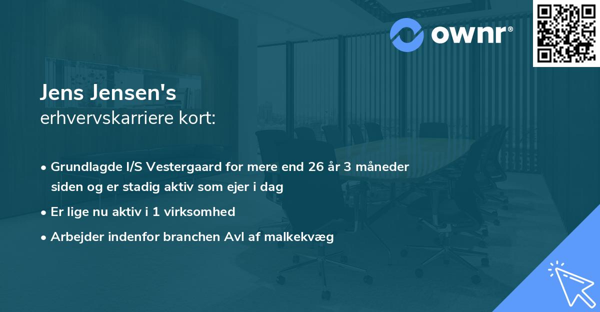 Jens Jensen's erhvervskarriere kort