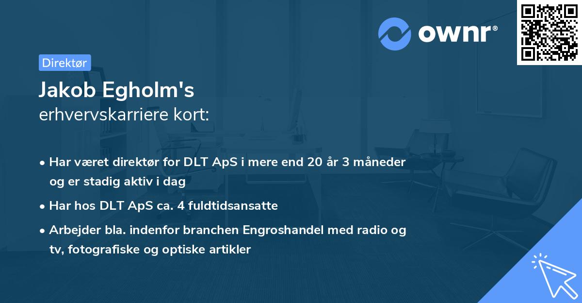 Jakob Egholm's erhvervskarriere kort