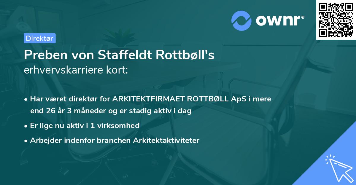 Preben von Staffeldt Rottbøll's erhvervskarriere kort