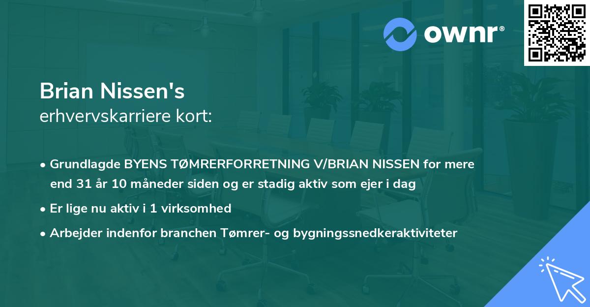 Brian Nissen's erhvervskarriere kort