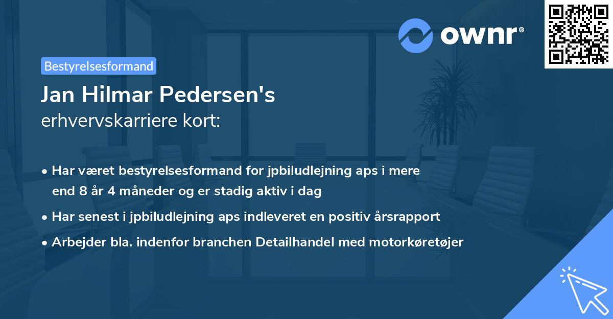 Jan Hilmar Pedersen's erhvervskarriere kort