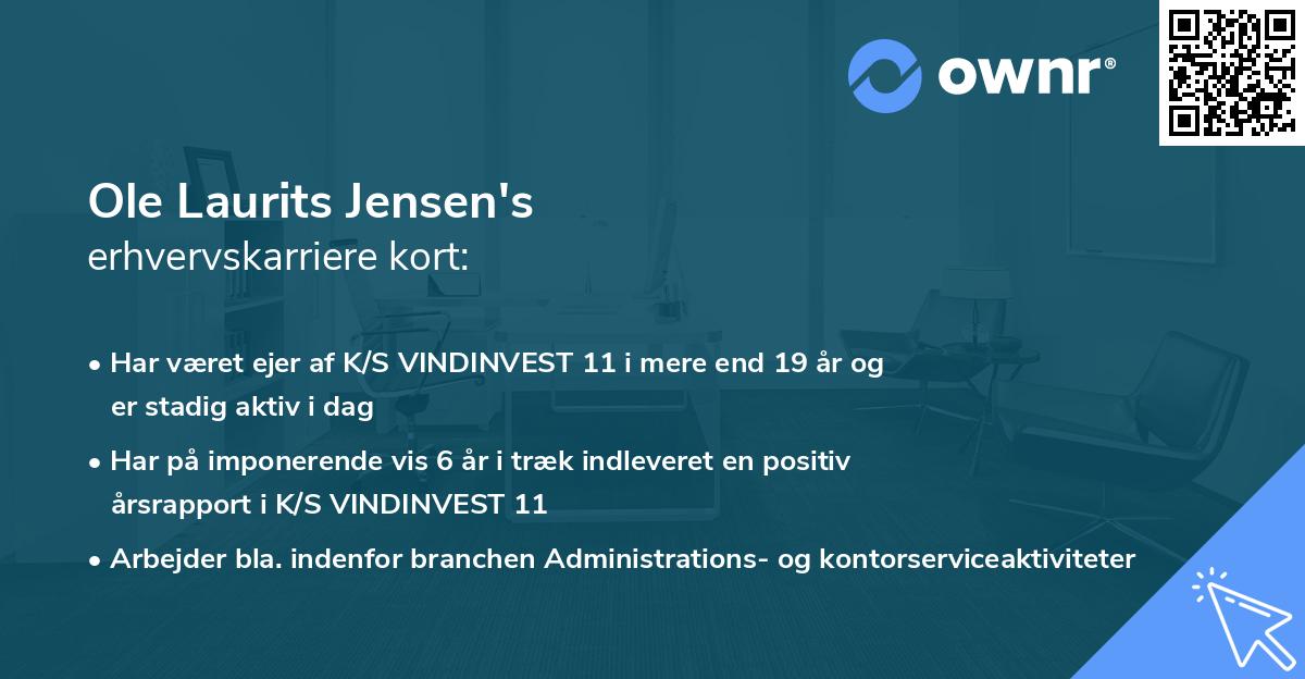 Ole Laurits Jensen's erhvervskarriere kort