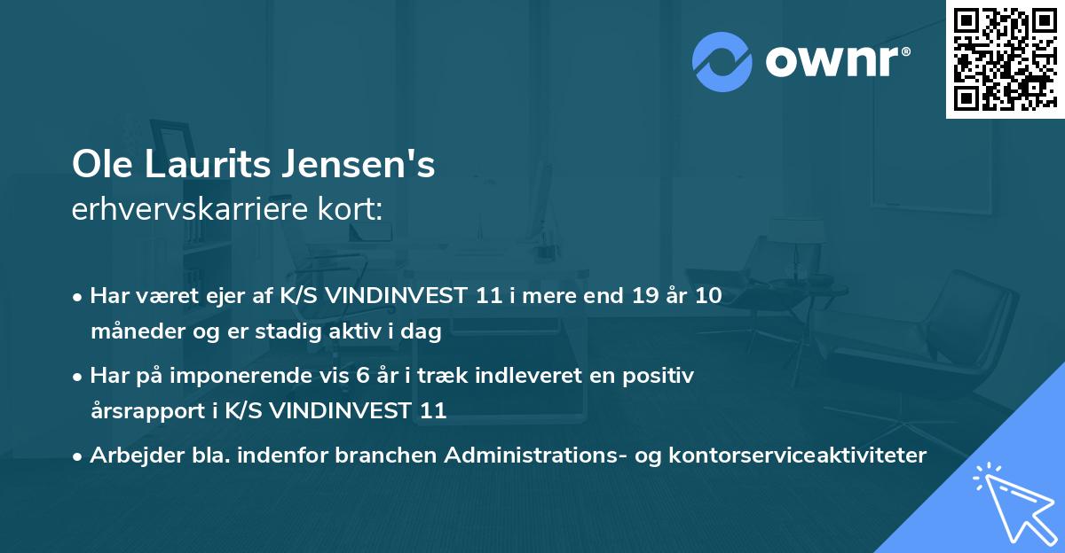 Ole Laurits Jensen's erhvervskarriere kort