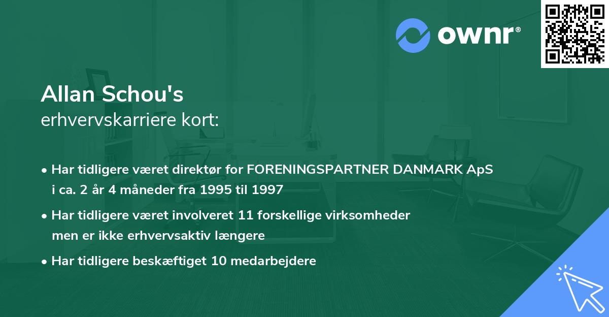Allan Schou's erhvervskarriere kort