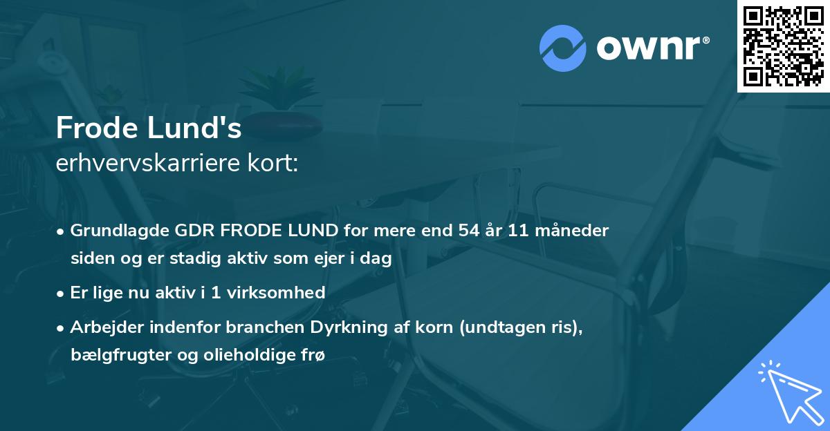 Frode Lund's erhvervskarriere kort