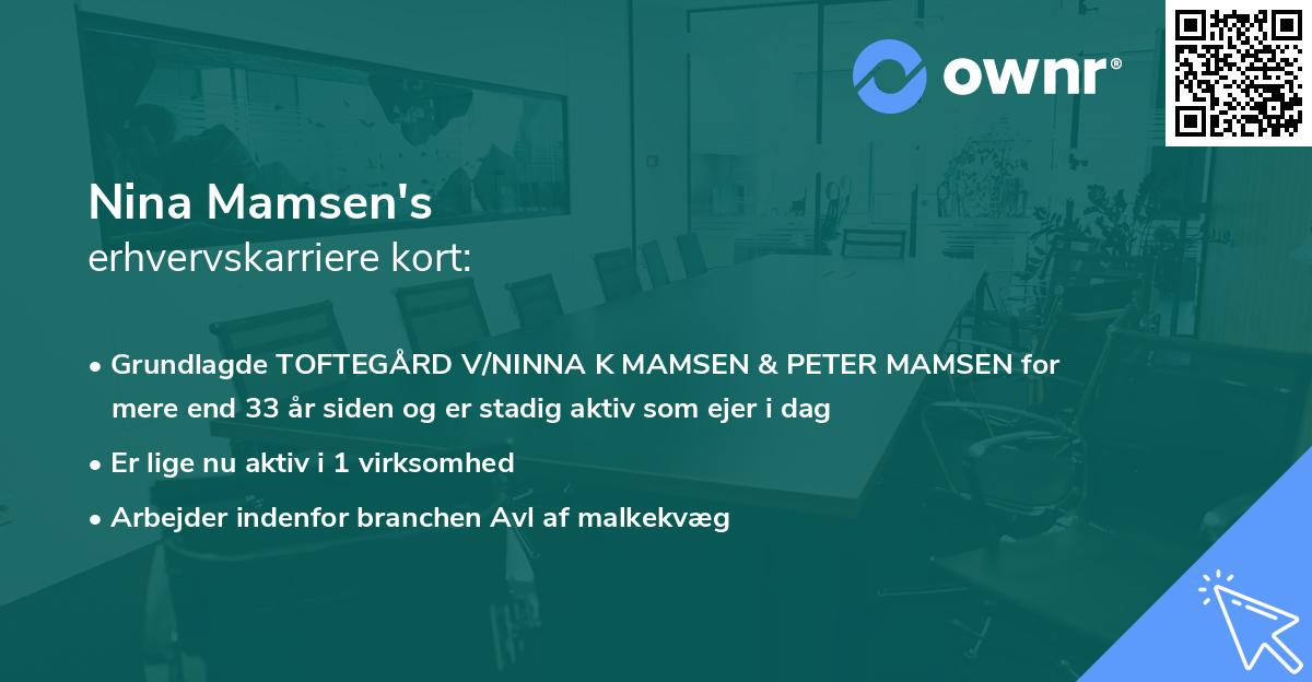 Nina Mamsen's erhvervskarriere kort
