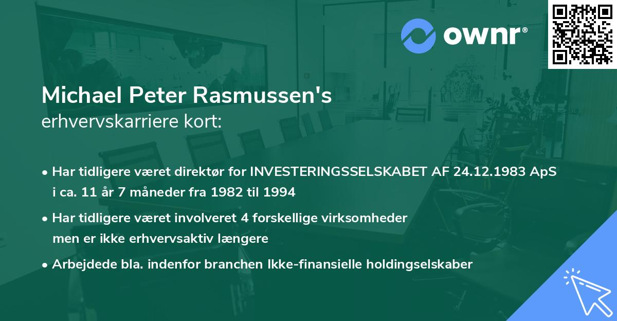 Michael Peter Rasmussen's erhvervskarriere kort