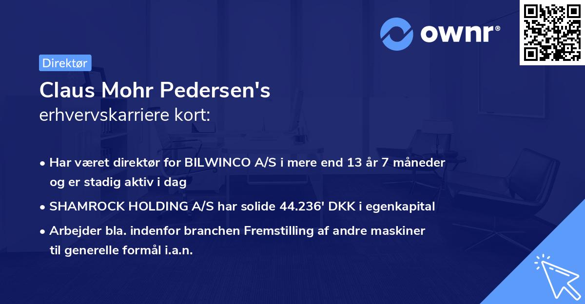 Claus Mohr Pedersen's erhvervskarriere kort