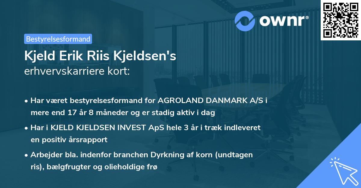 Kjeld Erik Riis Kjeldsen's erhvervskarriere kort