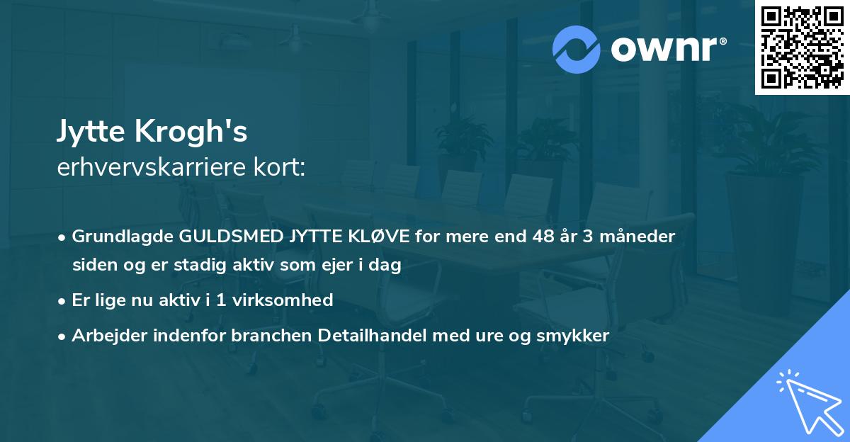 Jytte Krogh's erhvervskarriere kort