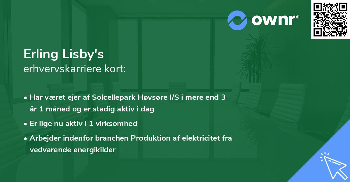 Erling Lisby's erhvervskarriere kort