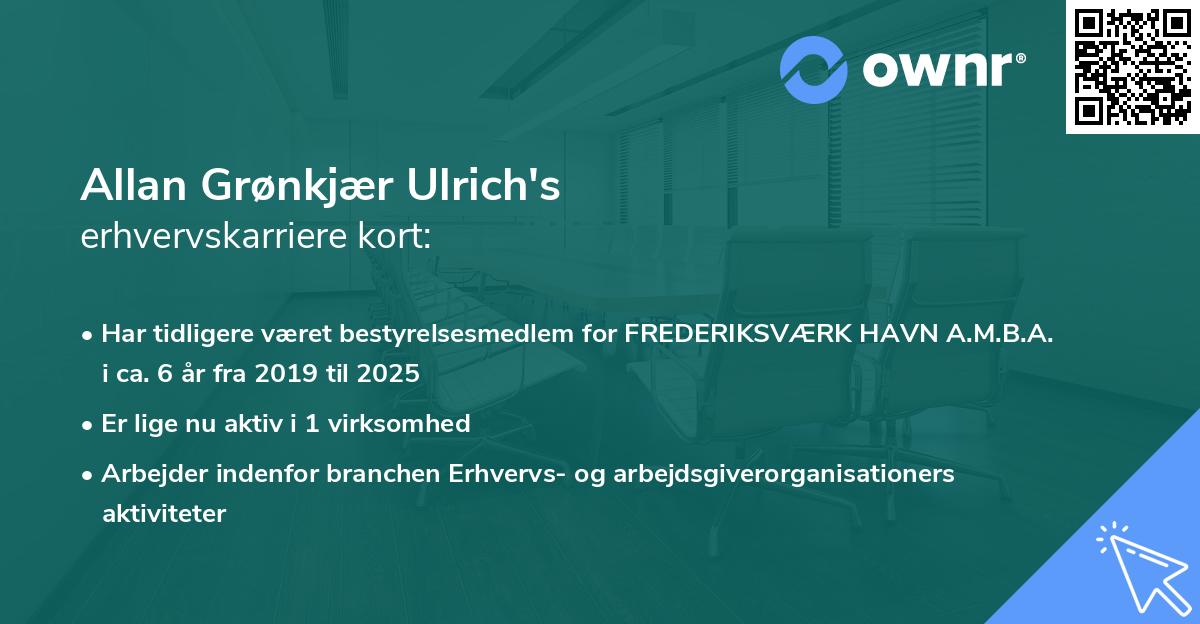 Allan Grønkjær Ulrich's erhvervskarriere kort