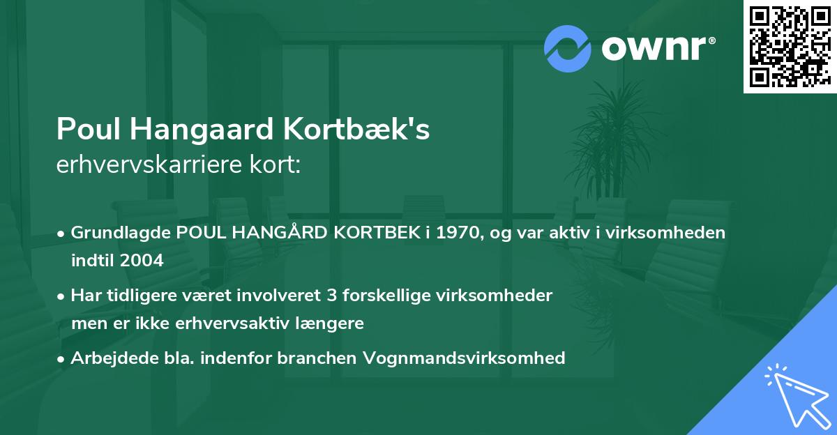 Poul Hangaard Kortbæk's erhvervskarriere kort