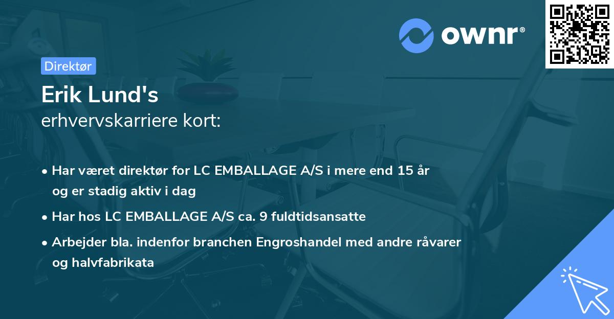 Erik Lund's erhvervskarriere kort