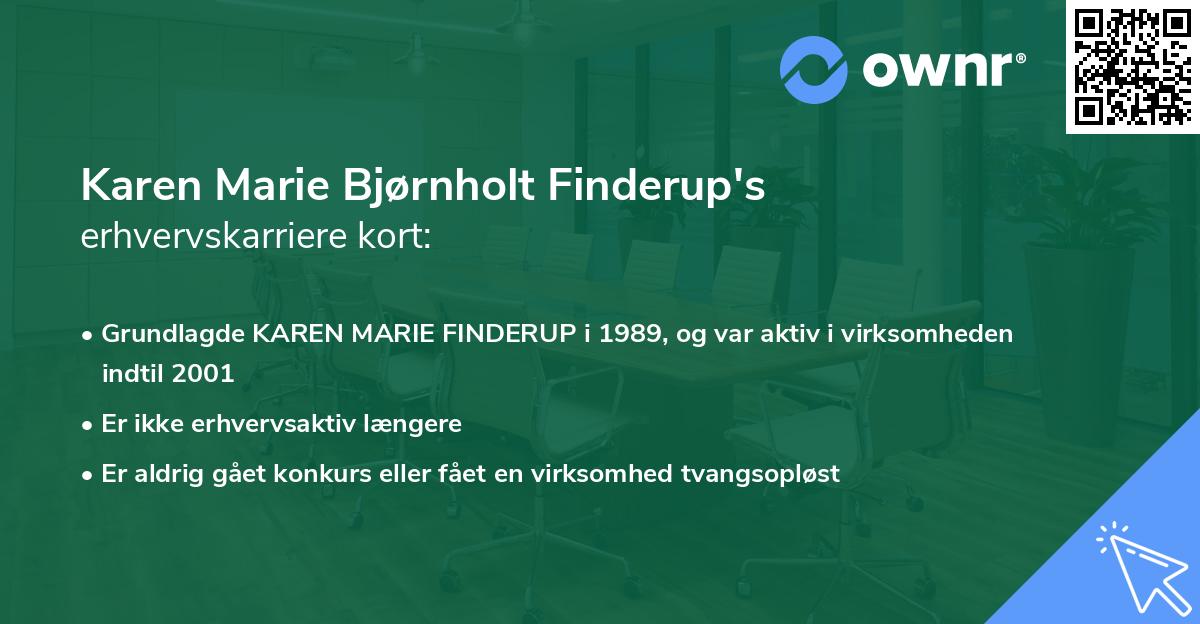 Karen Marie Bjørnholt Finderup's erhvervskarriere kort