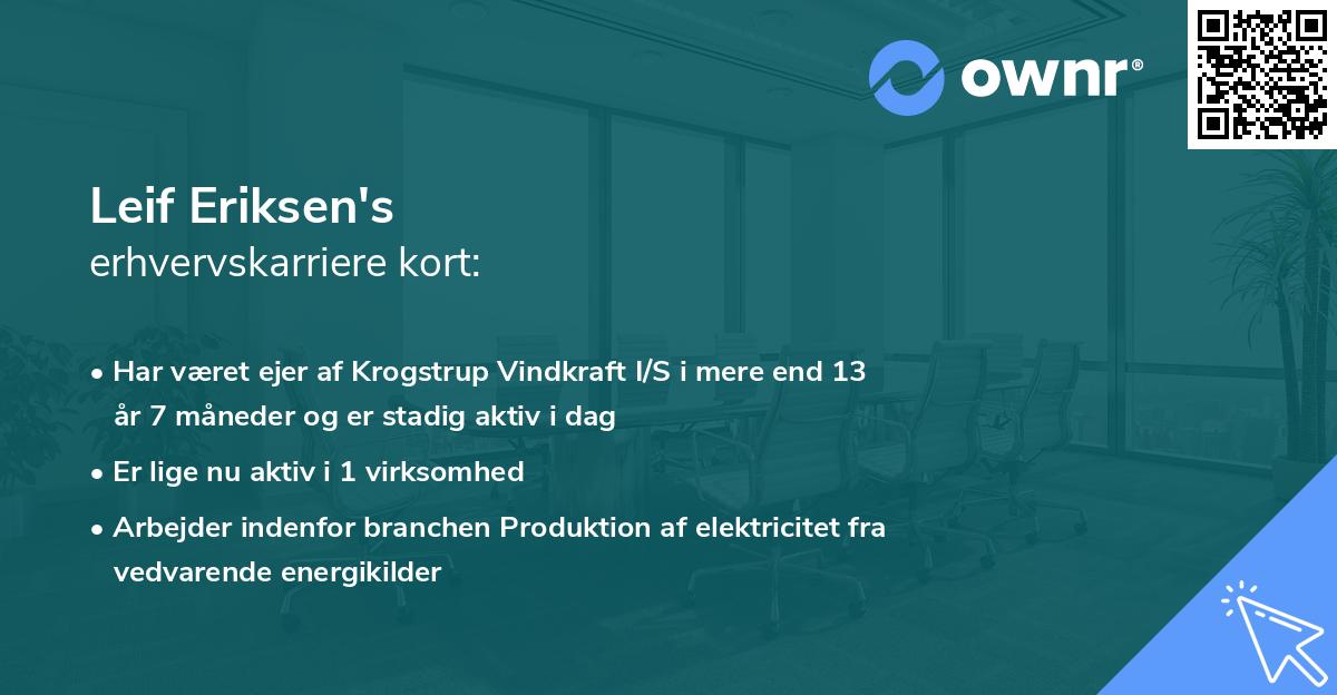 Leif Eriksen's erhvervskarriere kort