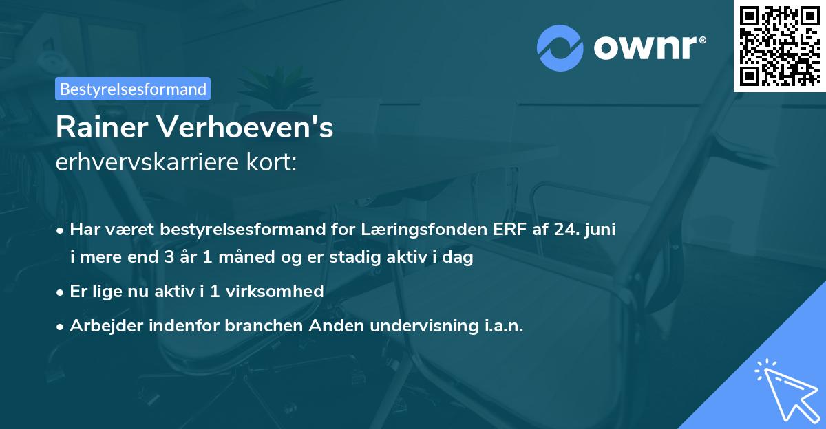 Rainer Verhoeven's erhvervskarriere kort