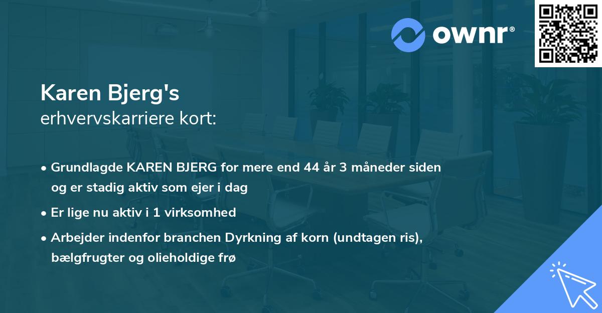 Karen Bjerg's erhvervskarriere kort