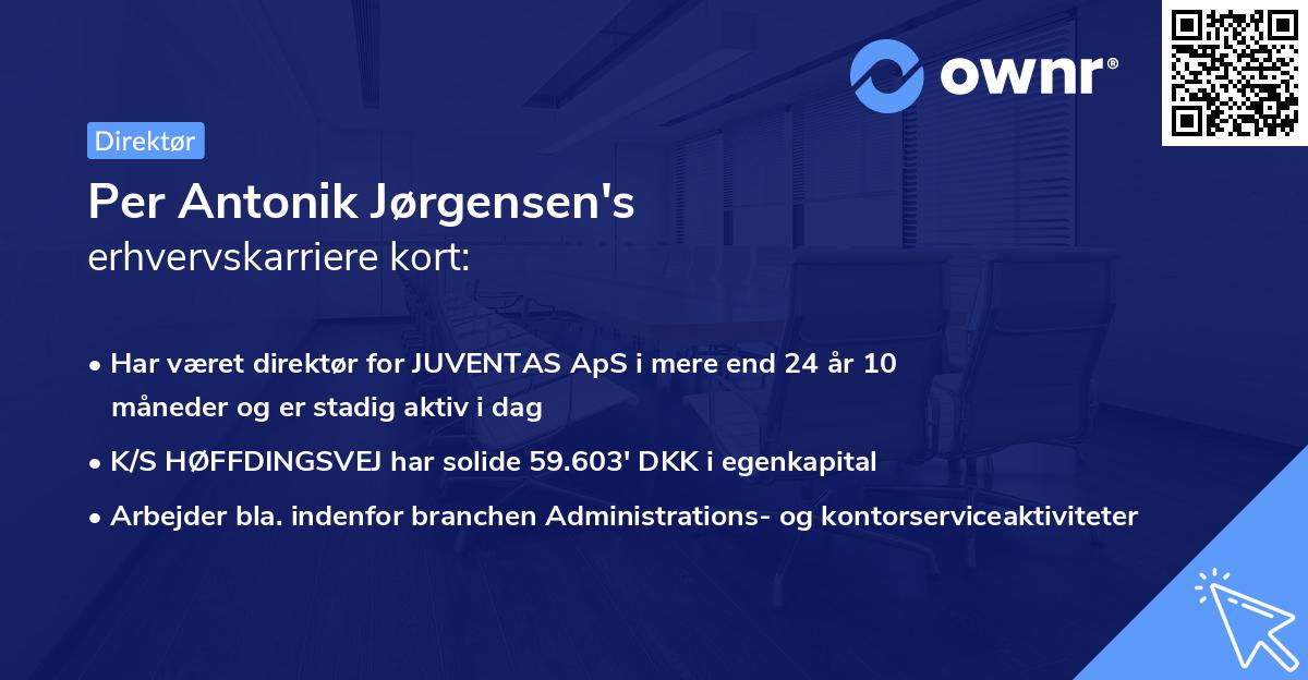 Per Antonik Jørgensen's erhvervskarriere kort