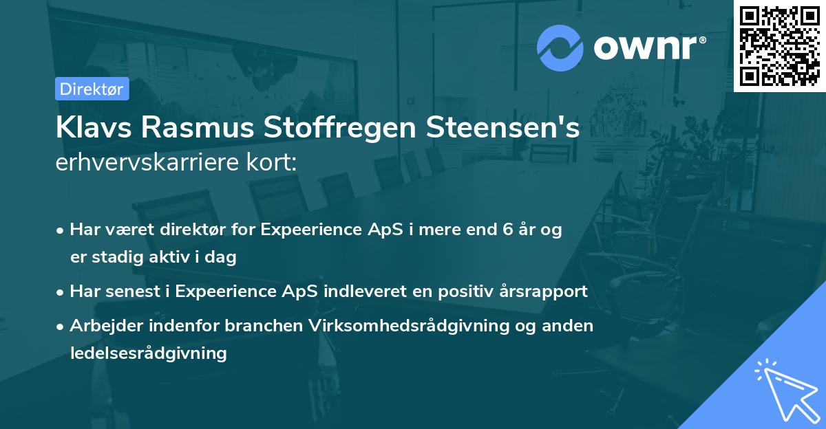 Klavs Rasmus Stoffregen Steensen's erhvervskarriere kort