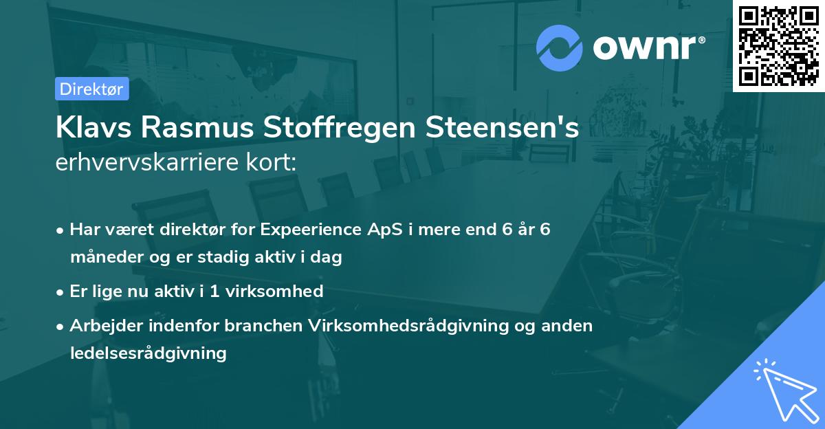 Klavs Rasmus Stoffregen Steensen's erhvervskarriere kort