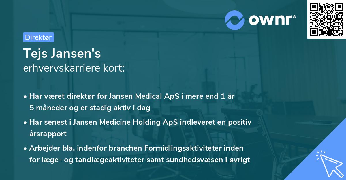 Tejs Jansen's erhvervskarriere kort