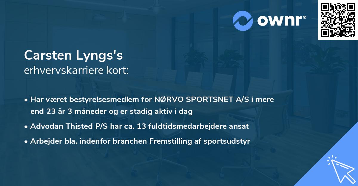 Carsten Lyngs's erhvervskarriere kort