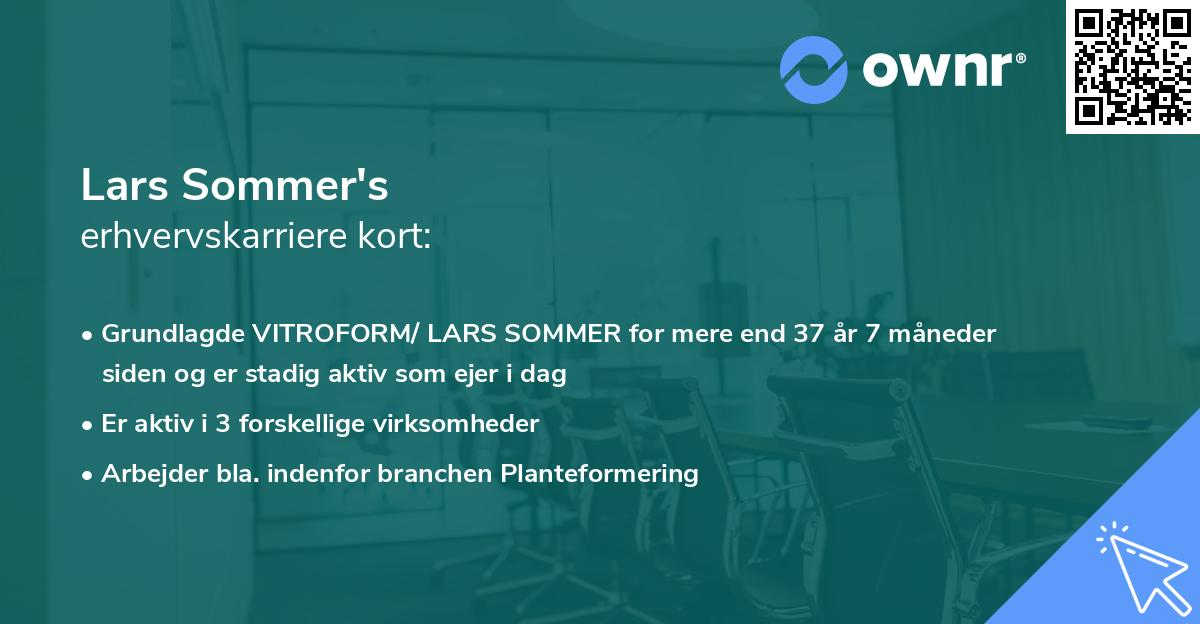 Lars Sommer's erhvervskarriere kort