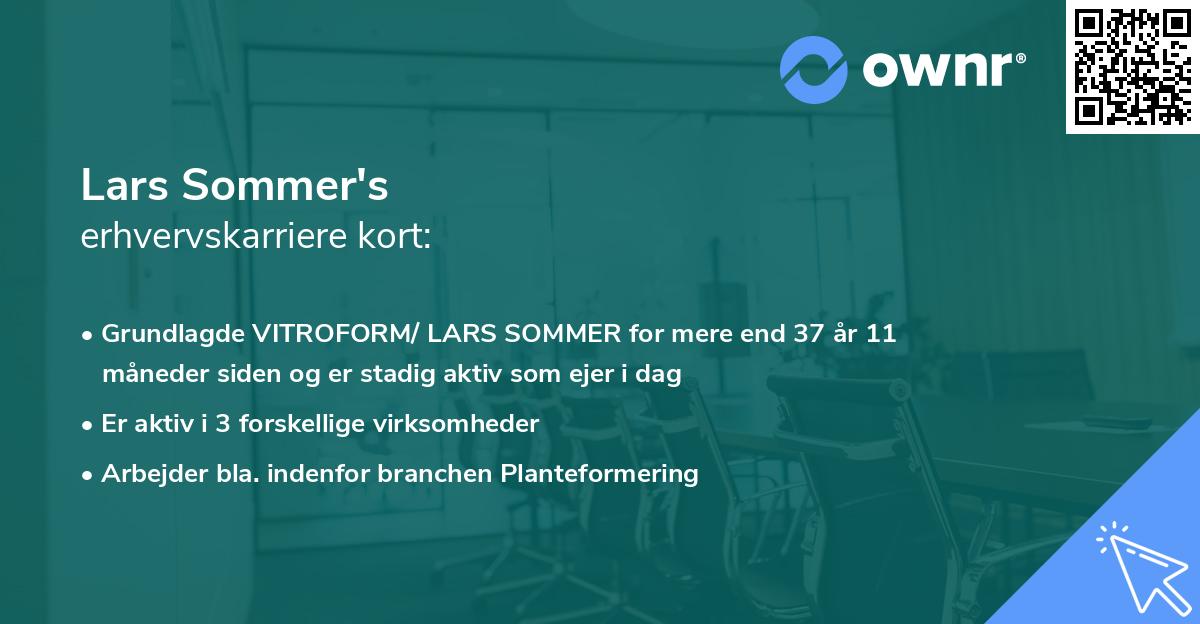 Lars Sommer's erhvervskarriere kort