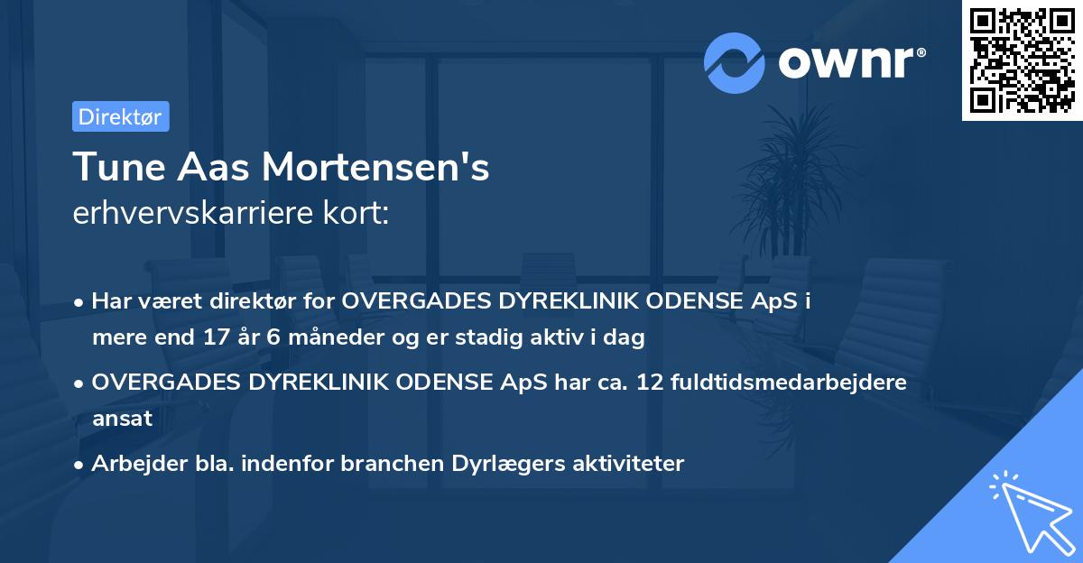 Tune Aas Mortensen's erhvervskarriere kort