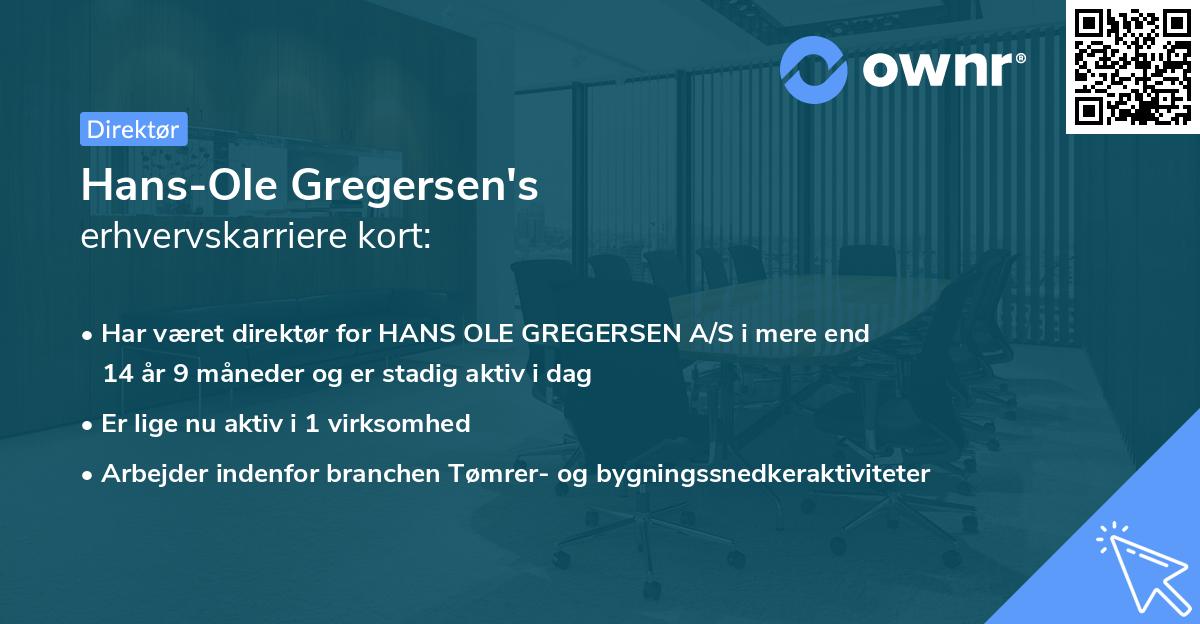 Hans-Ole Gregersen's erhvervskarriere kort